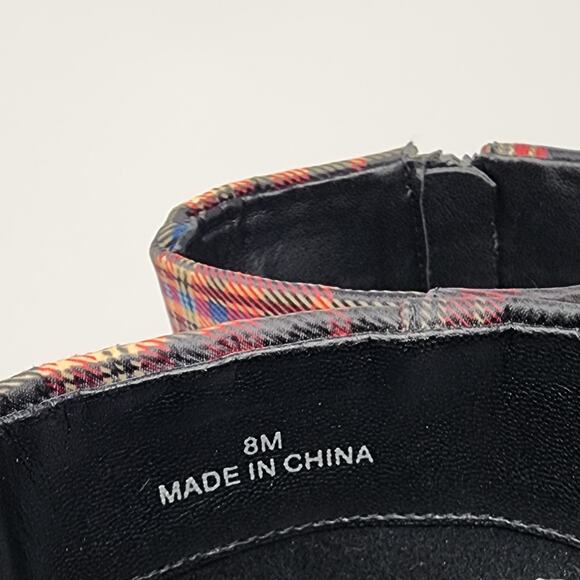 J. Renee Barbet Heeled Booties Women 8M Plaid Red Black Blue Block Heel Side Zip - Picture 10 of 12